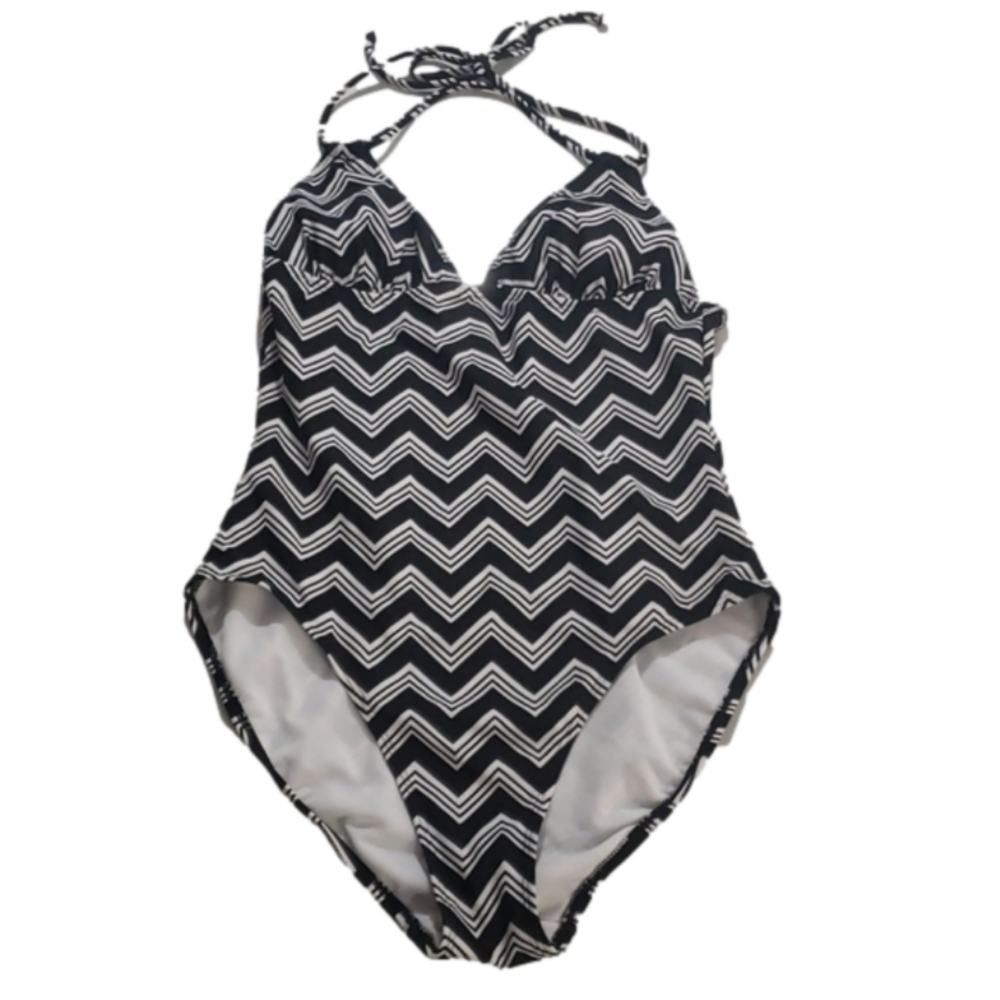 Old Navy Black & White One Piece Swimsuit Sz M
